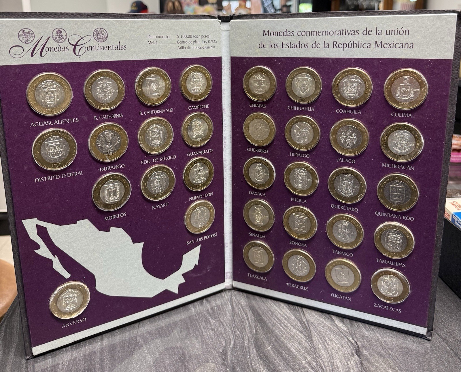 Album Monedas Conmemorativas Complete 100 Pesos Plata Ley 0.925 Mexico
