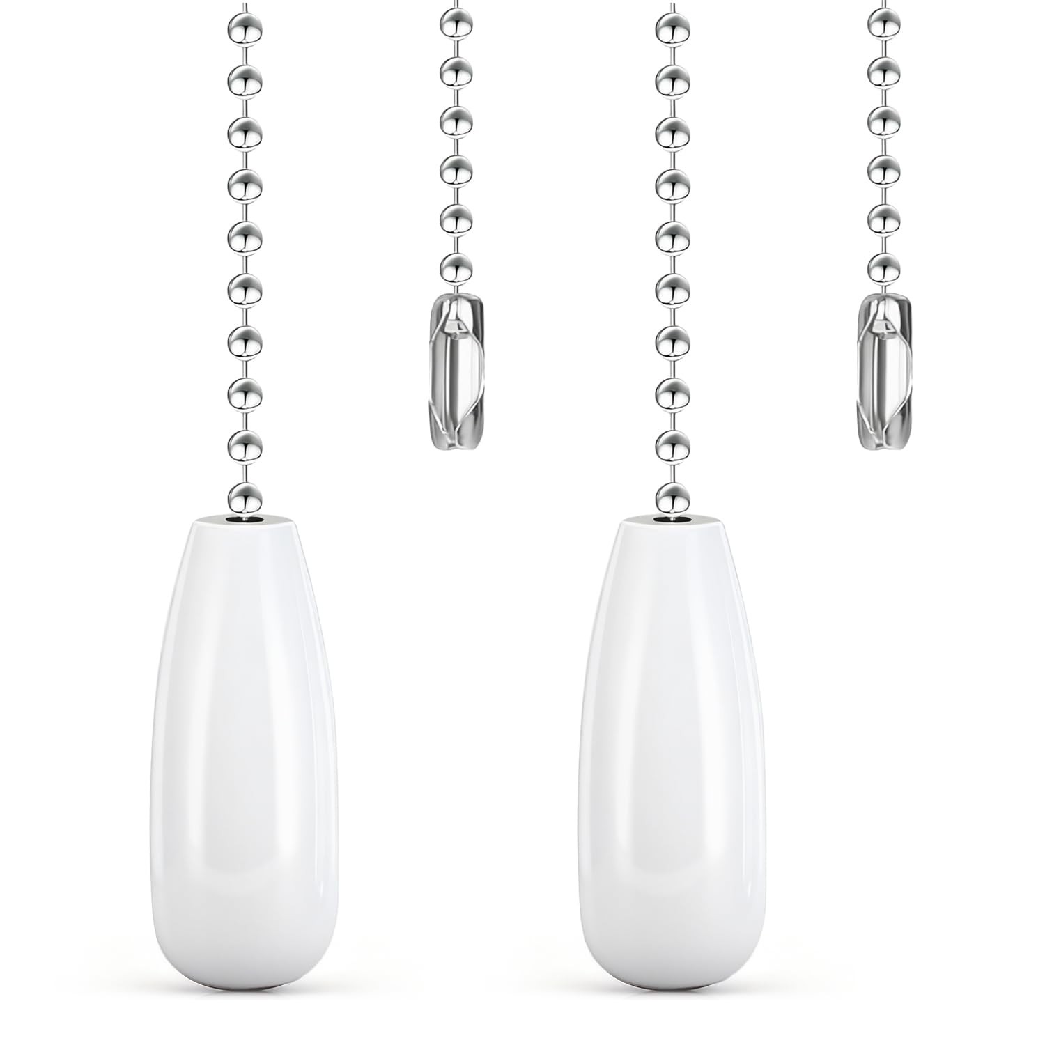 2PCS Ceiling Fan Chain Extenders,12 Inch White Pull Chain Extension,Ceiling F...