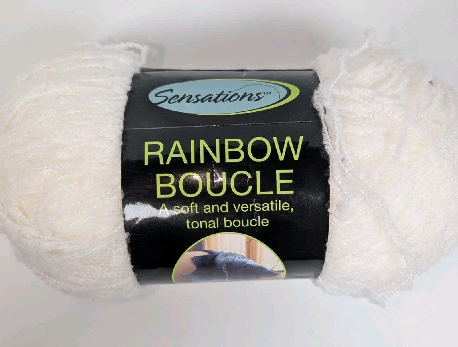 Sensations Rainbow Boucle Yarn White 11oz 853 Yards Acrylic Nylon Medium 4