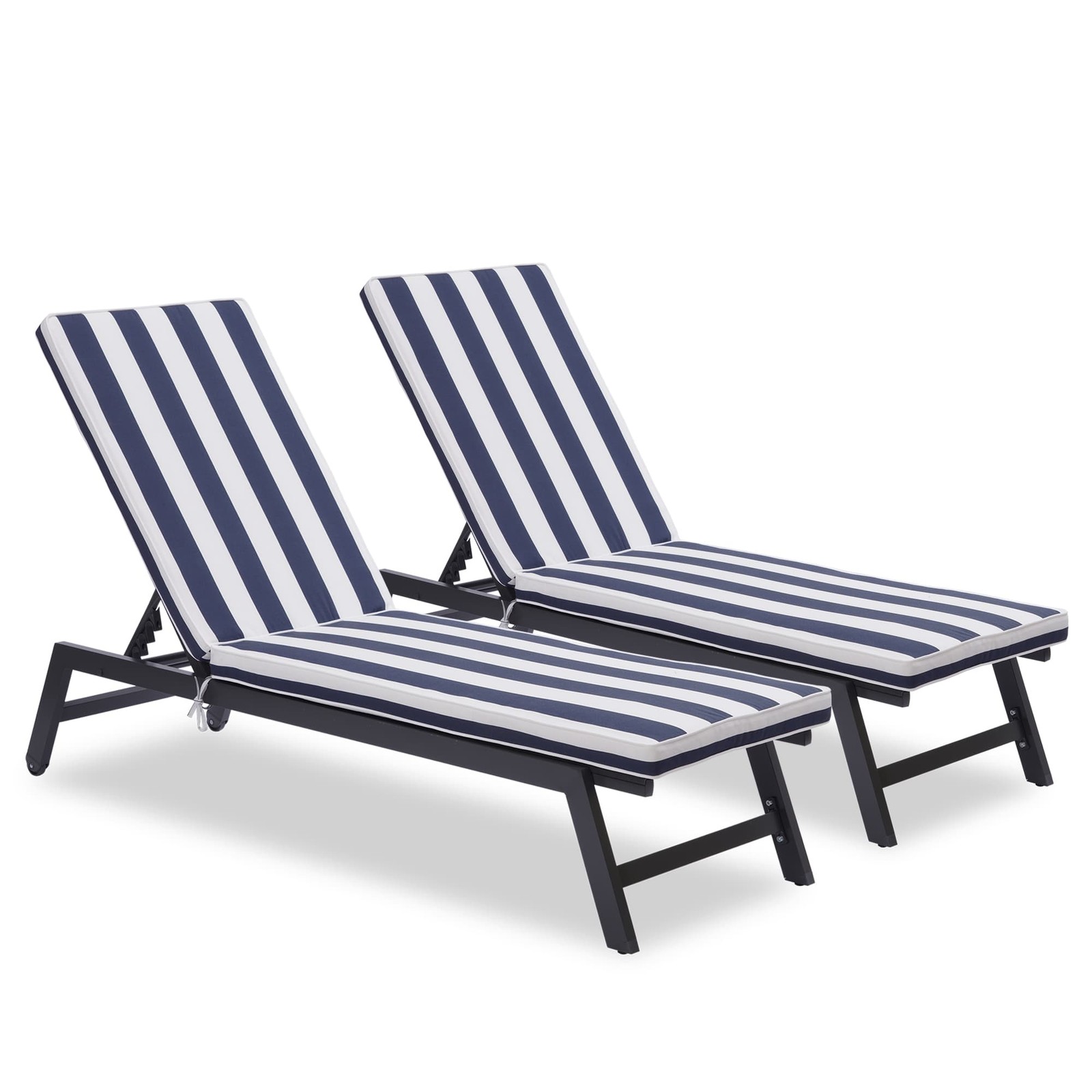 2PCS Outdoor Lounge Chair Cushions Replacement Patio Chaise Seat Cushions