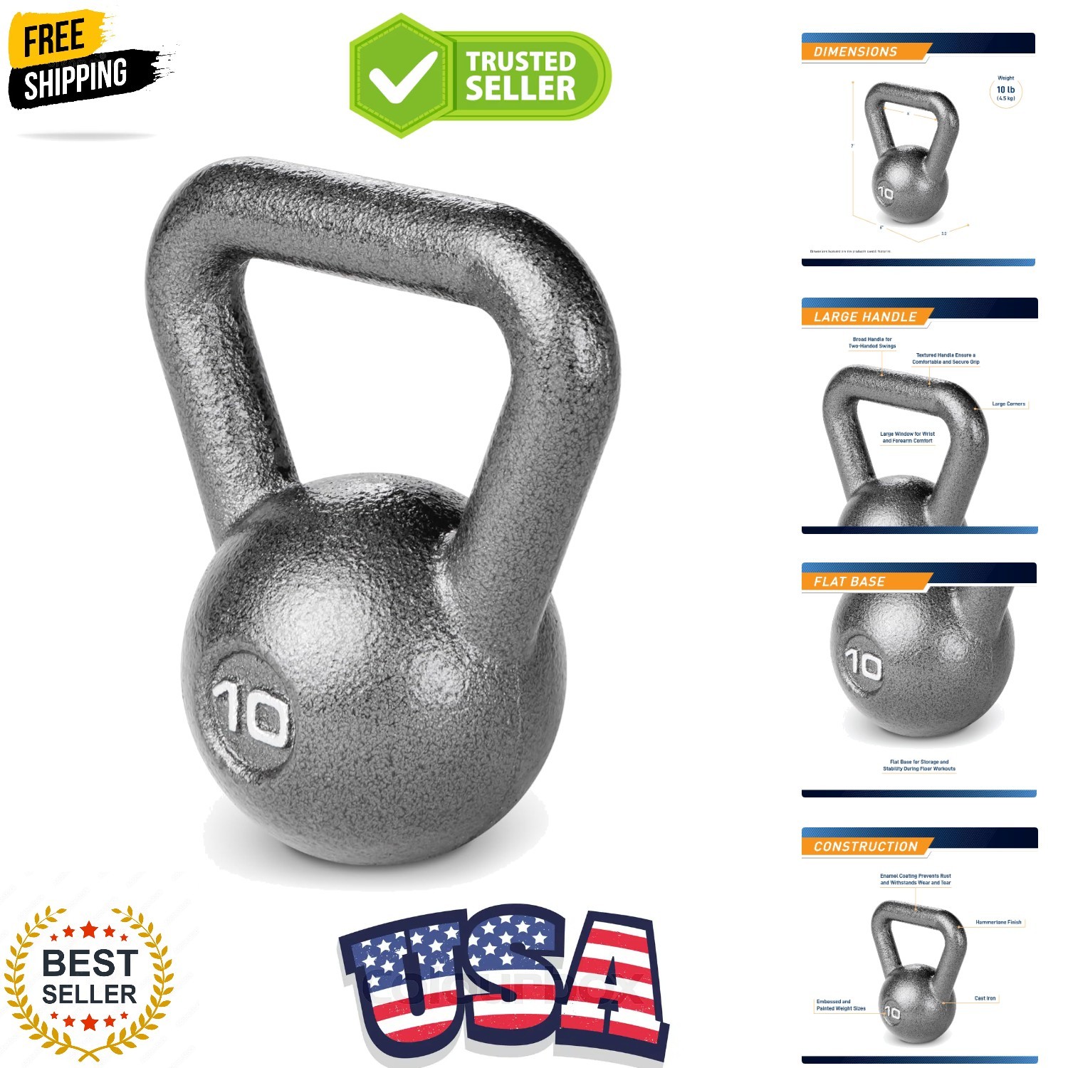 Hammertone Kettlebell 10 lbs for Ultimate Home Strength Training