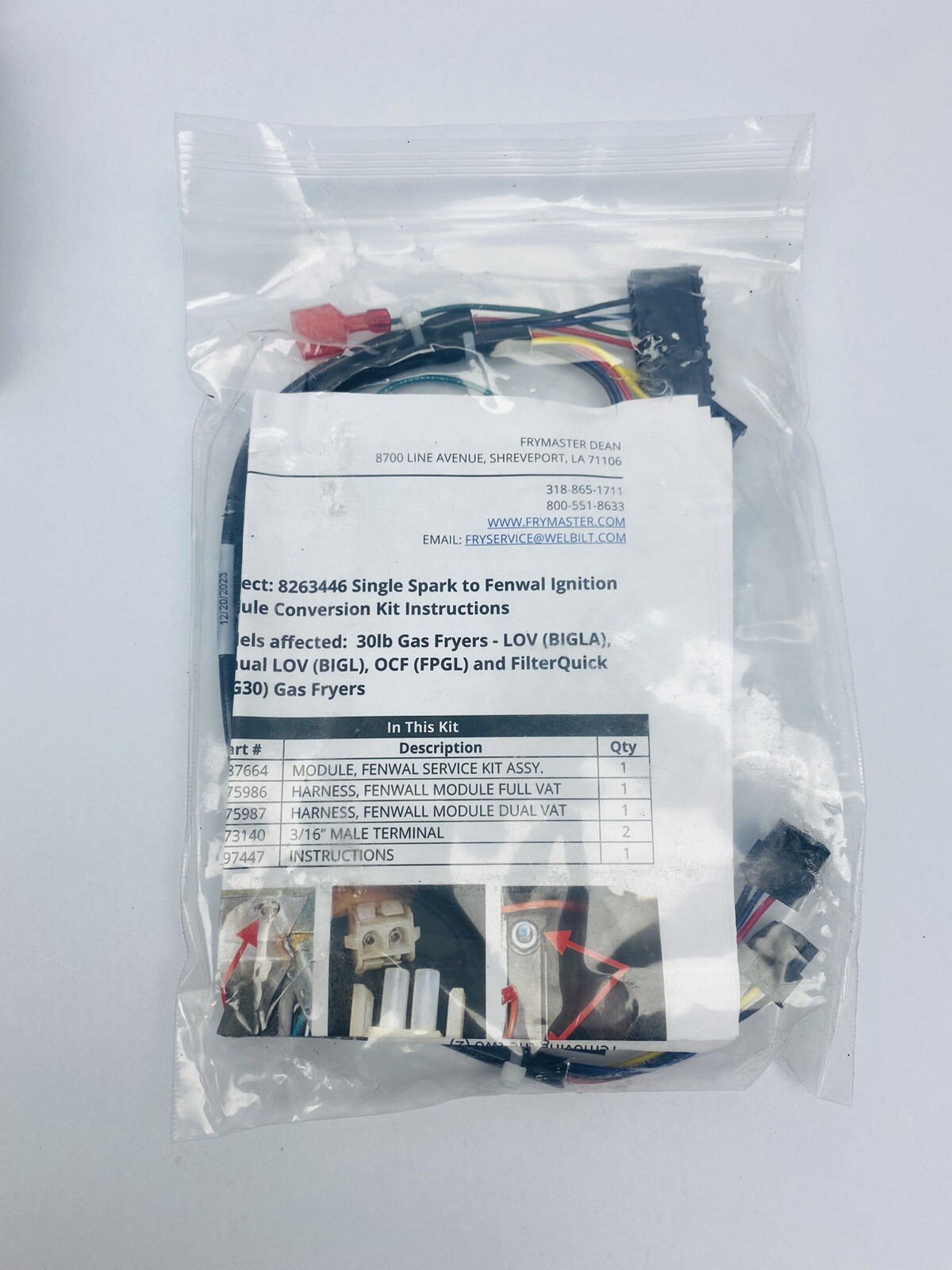8263446 Frymaster Kit, Fenwal Mod Lov Service