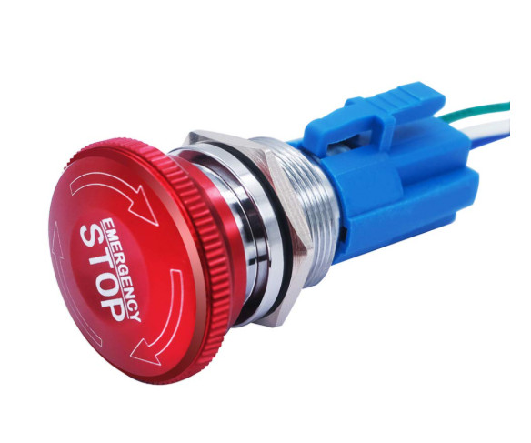 22mm Stainless Steel Metal Latching Emergency Stop Push Button Switch with Conne