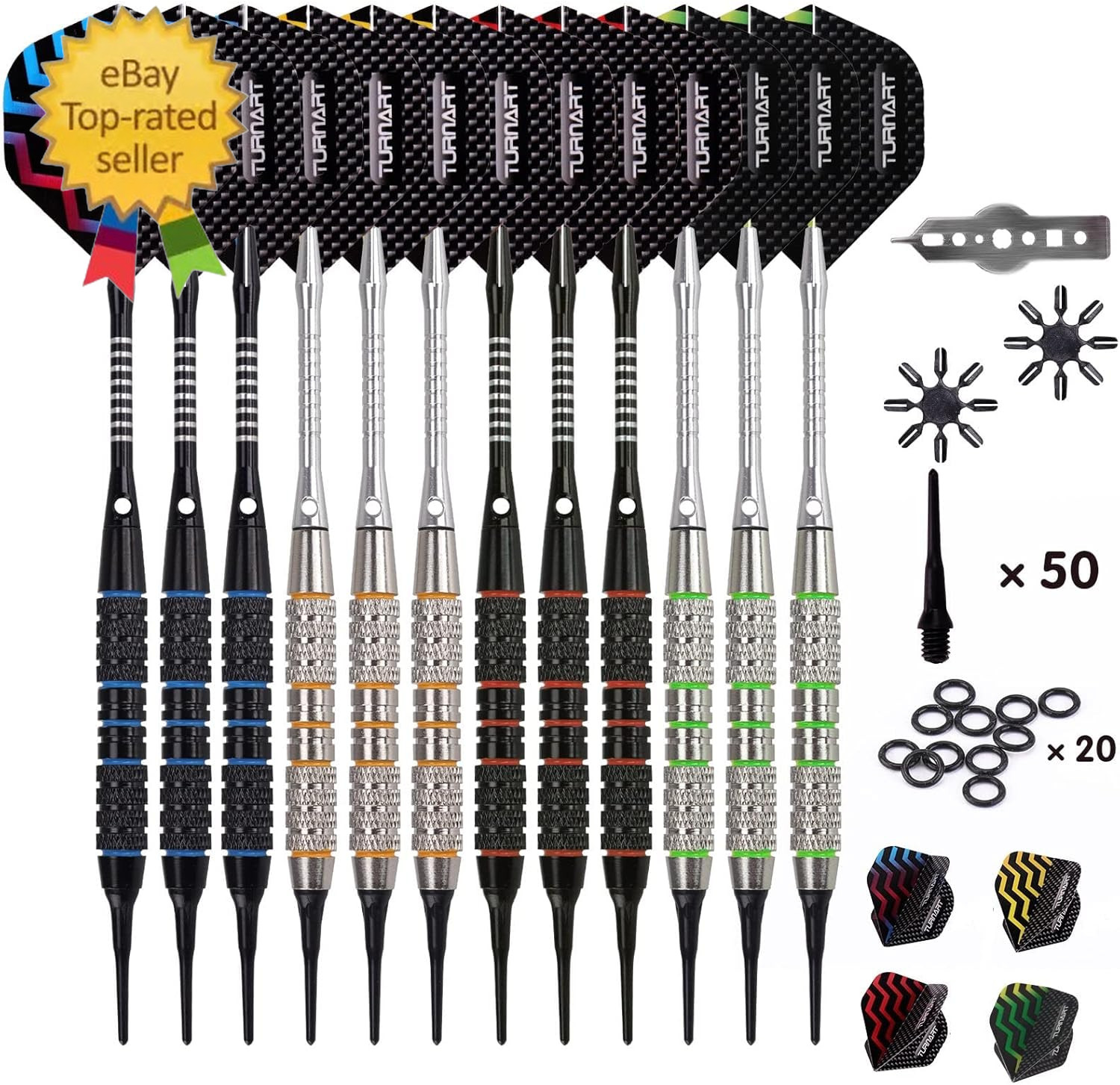 Darts Plastic Tip - Professional Soft Tip Darts Set for Electronic Dartboard 12