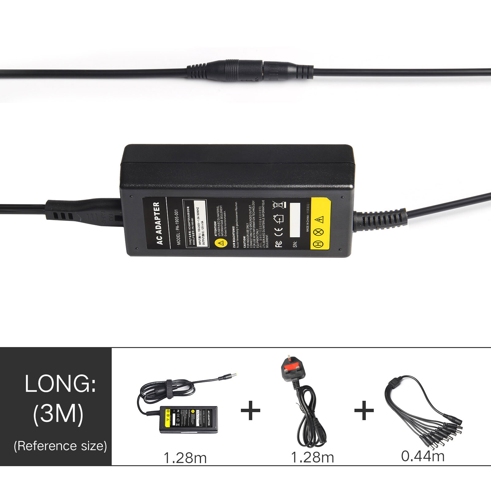 12V 5A Power Supply Adapter +8 Split Power Cable For CCTV Security Camera DVR B