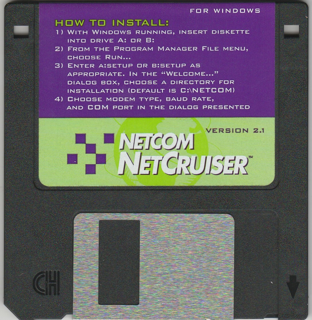 Necom NetCruiser Version 2.1 for Windows by Netcom ~  3.5 disk 1996