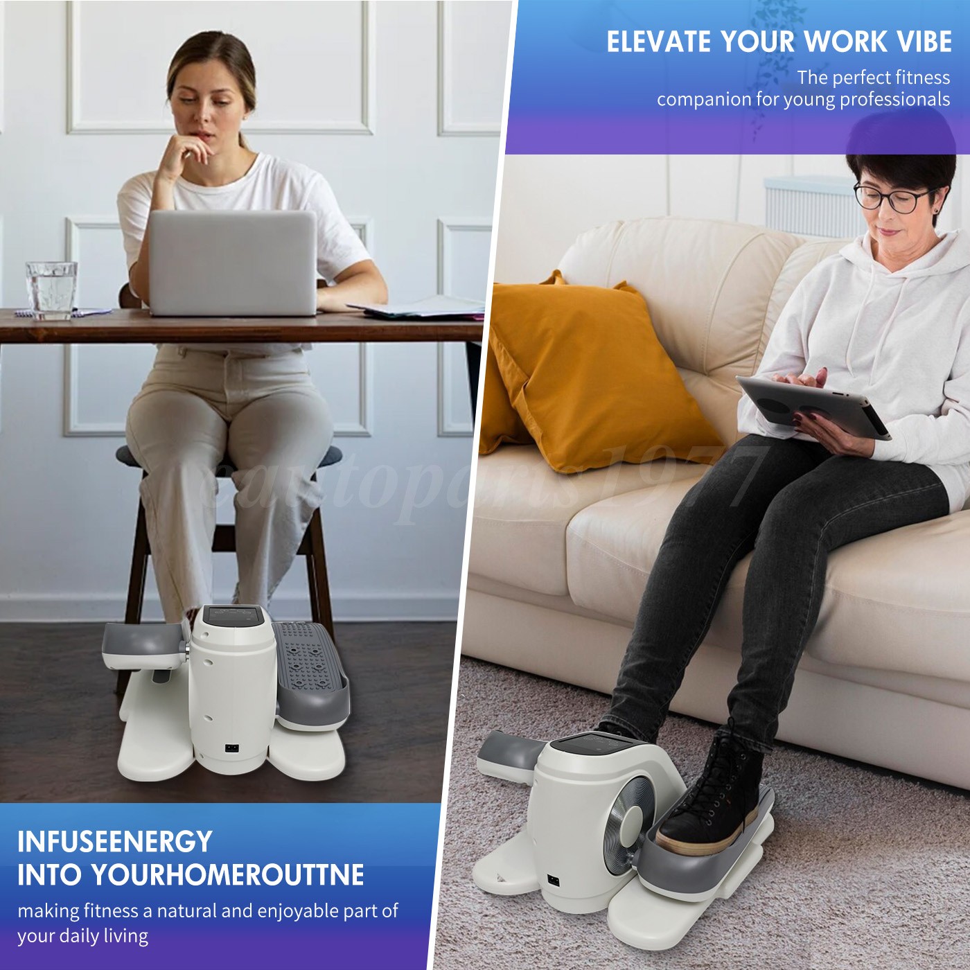 12Speed Under Desk Elliptical Machine Leg Exerciser For Home With Remote Control