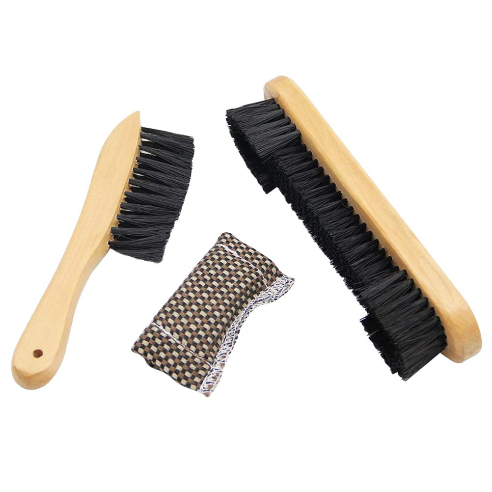 3 Pcs Rail Brush Kit with Wooden Handle Pool Table Felt Cleaning Set
