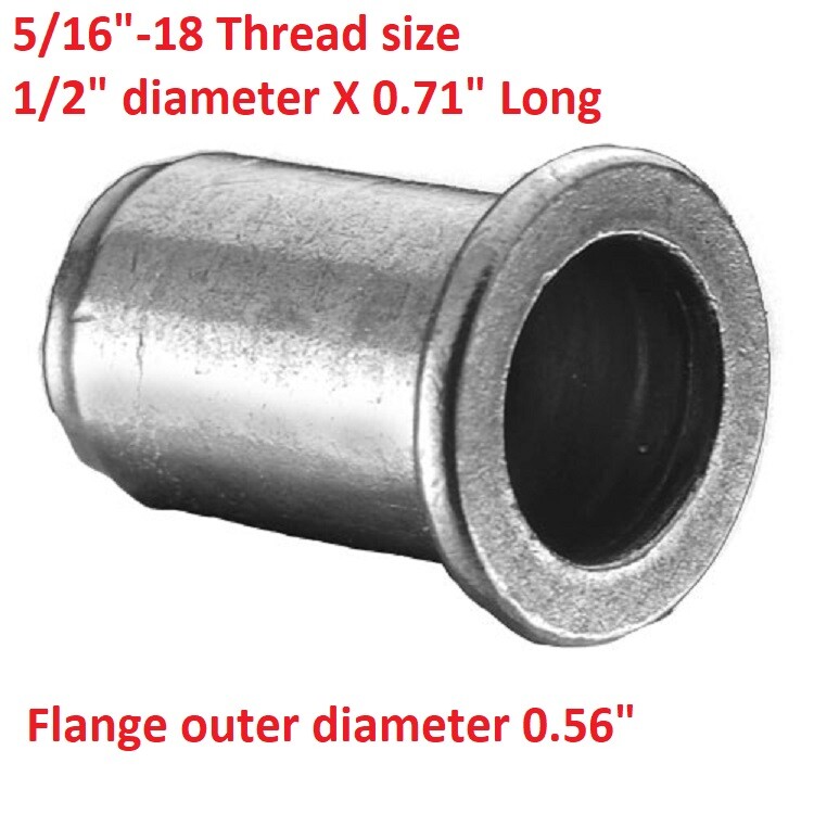 5/16 - 18 Rivetnut threaded insert Galvanized steel Cylindrical Flat Head 5/16"