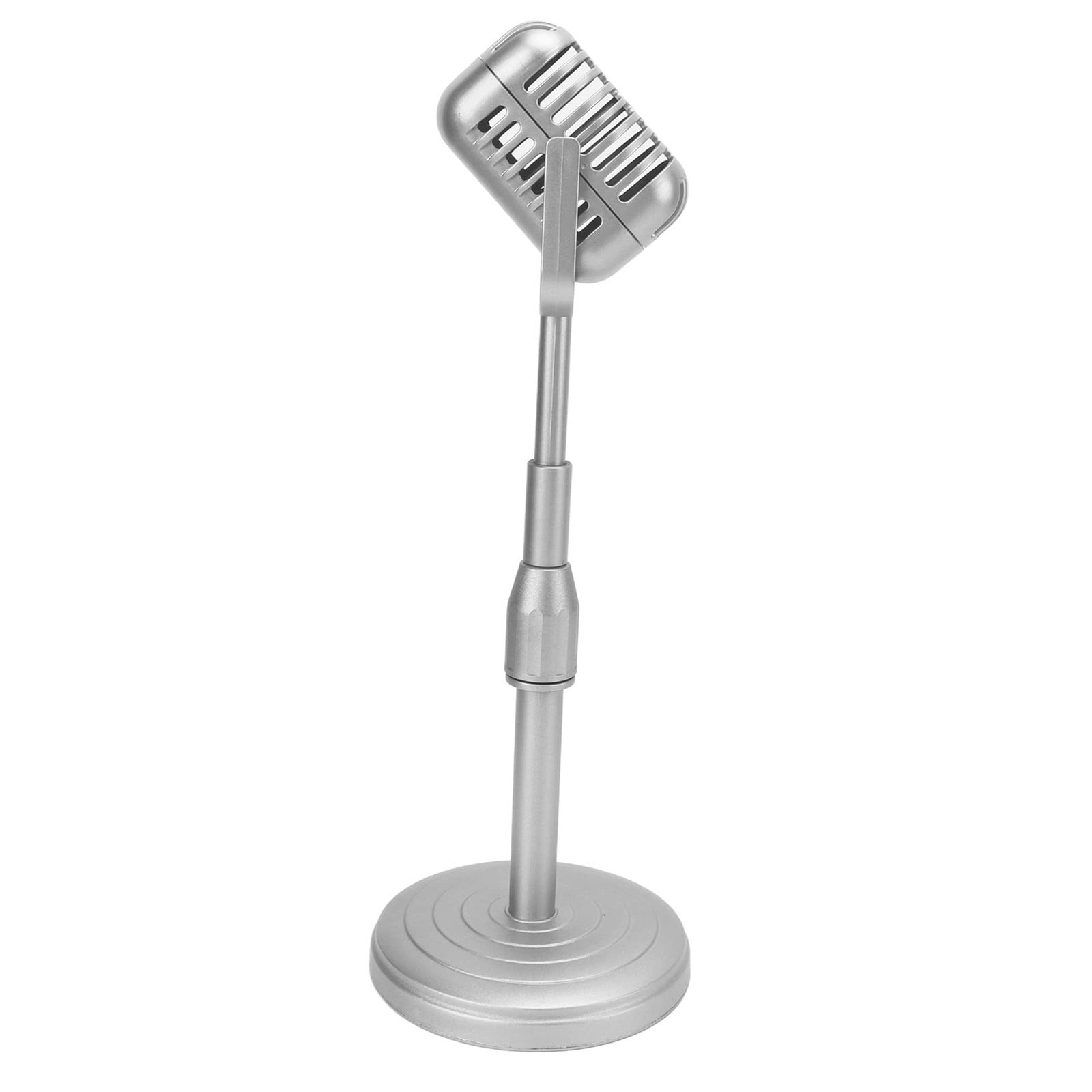 Vintage Microphone Prop Model with Adjustable Stand, Old Fashioned Desktop Mi...