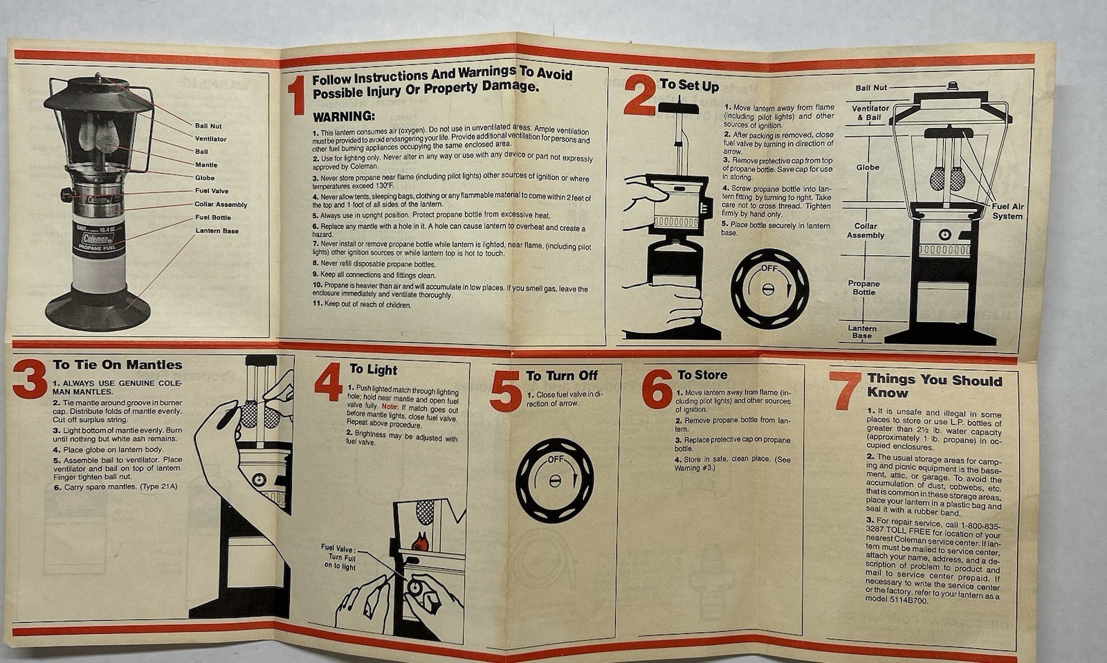 5124B700 COLEMAN LANTERN MANUAL ONLY VTG