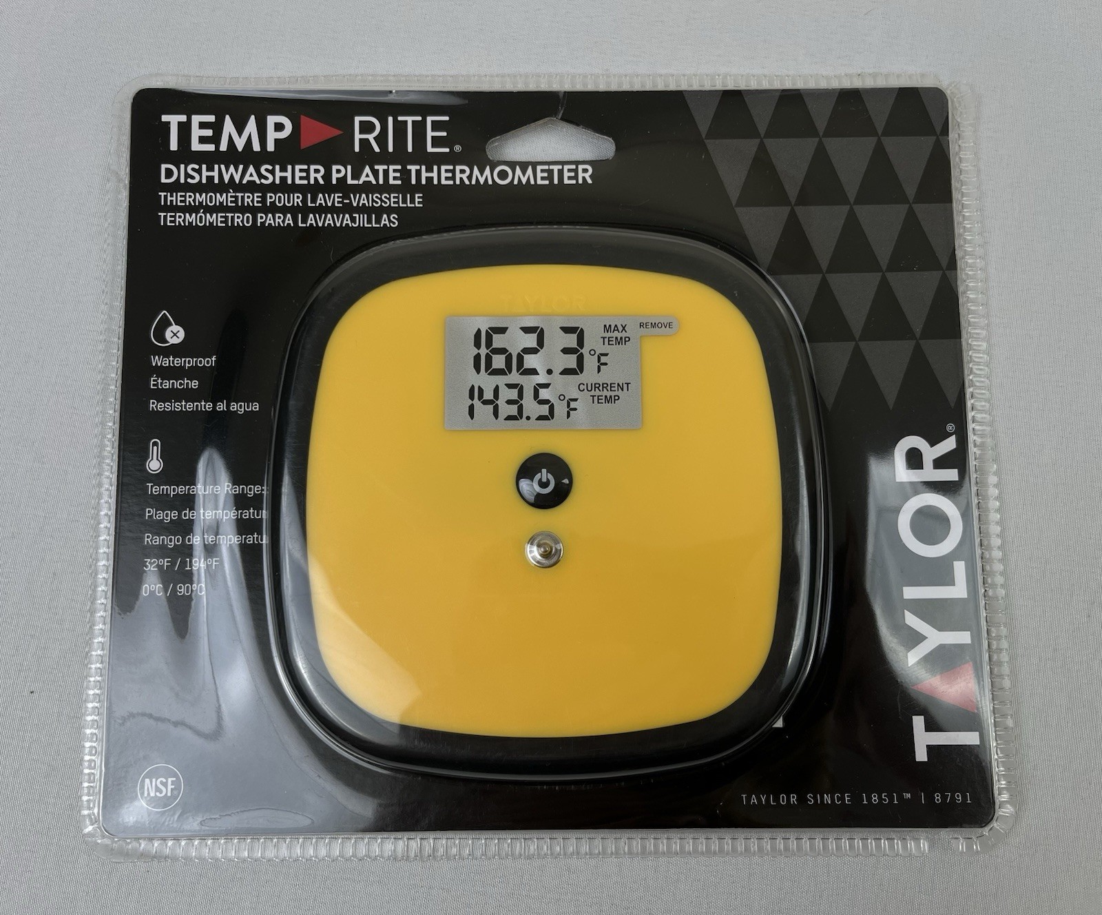 Taylor Temp Rite Commercial Dishwasher Plate Thermometer Waterproof New Sealed