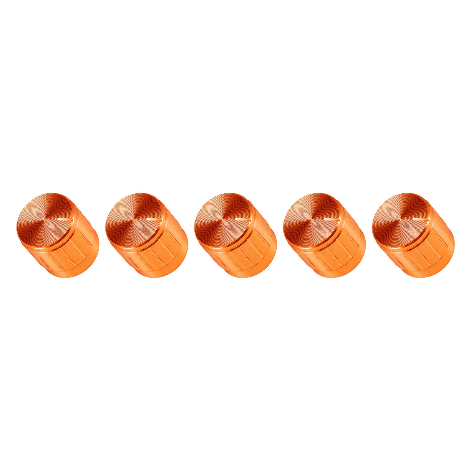 Potentiometer Control Knob Knurled Shaft Hole Volume 6mm/ Gold Tone Metal 5Pcs