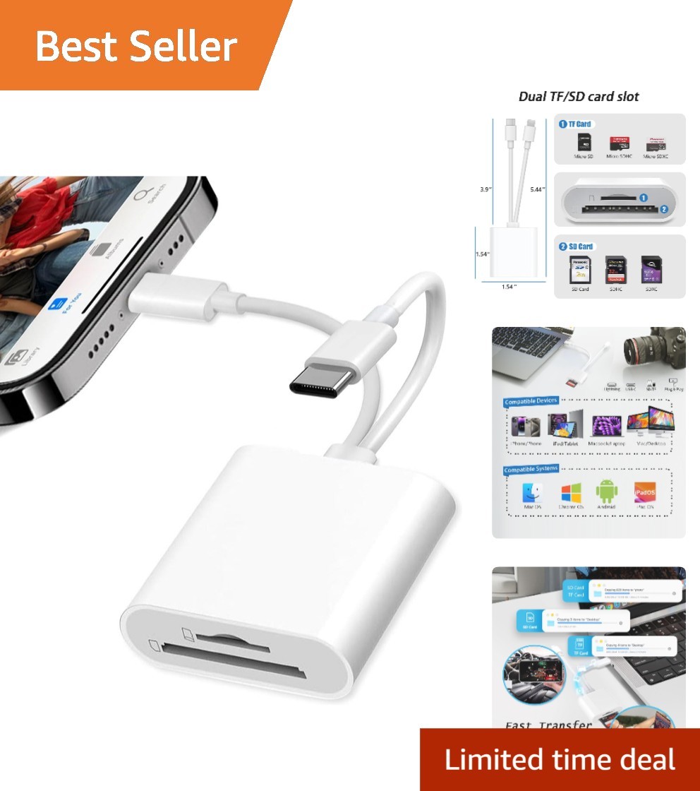Multi-Device SD Card Adapter with Dual Ports for Hassle-Free File Transfer