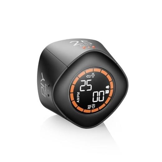 Cube Productivity Timer, 25/5/10/45 Min Presets, Desk Flip Timer Matte Black