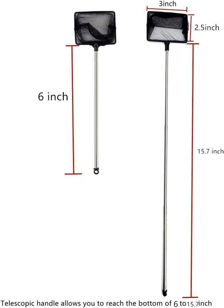 Fish Net for Tank,2.5 Inch Deep Mesh Scooper with Extendable Handle up...
