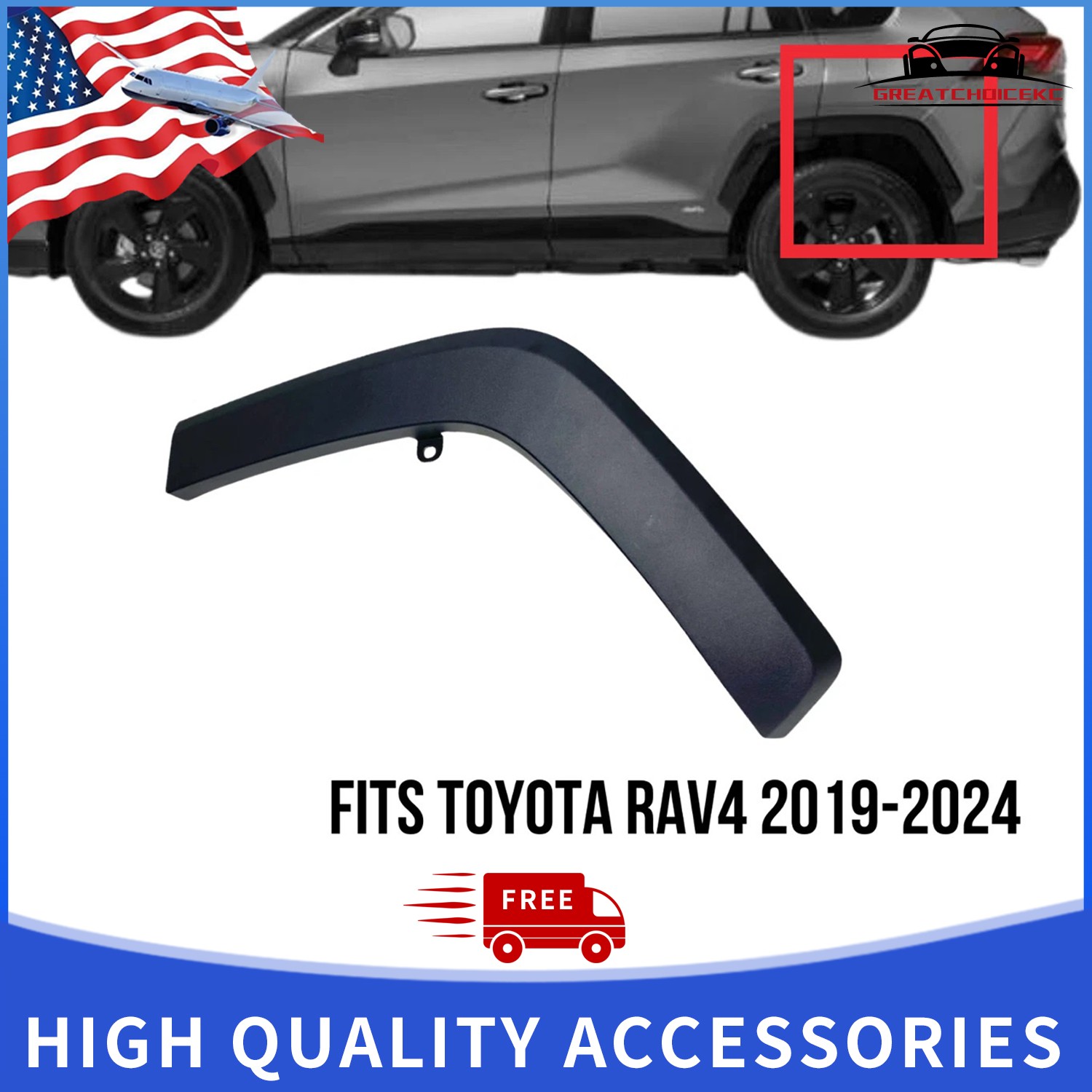 For Toyota Rav4 LH 2019-2024 Rear Wheel Opening Trim Molding LH Rear