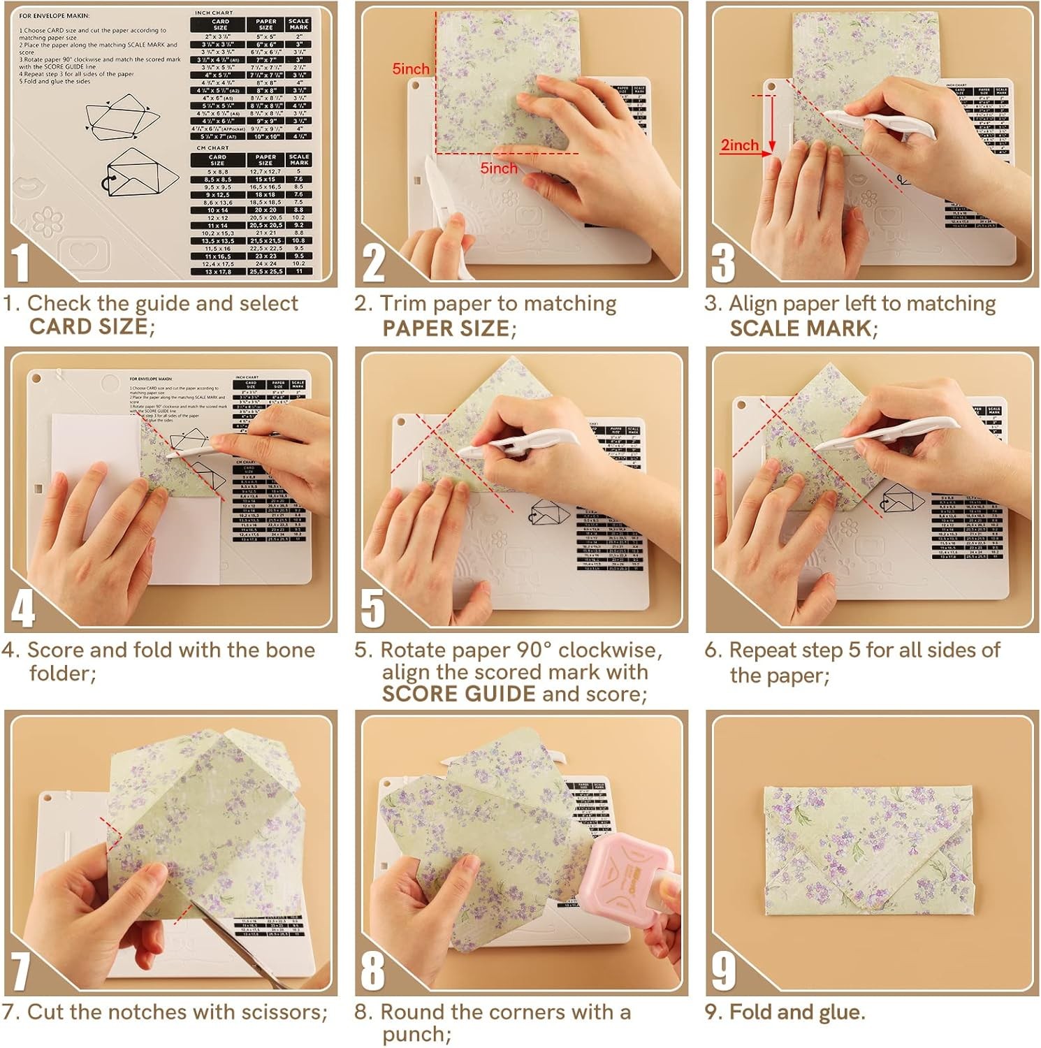 6.4"x8.5" Mini Score Board with Bone Folder Multi-Purpose Card Making and Craft