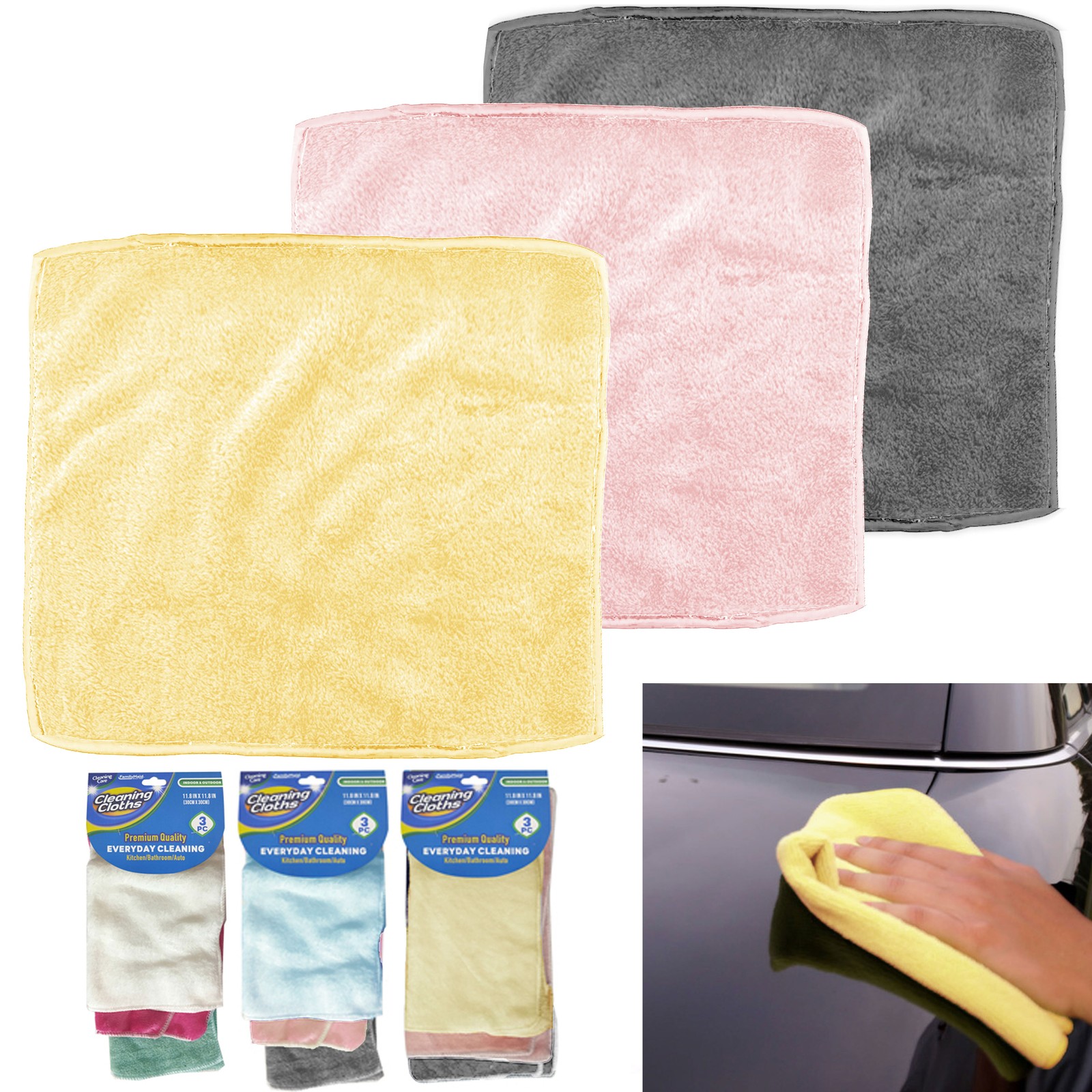 Set of 6 Premium Plush Microfiber Towels for Professional Car Wash Drying Stre