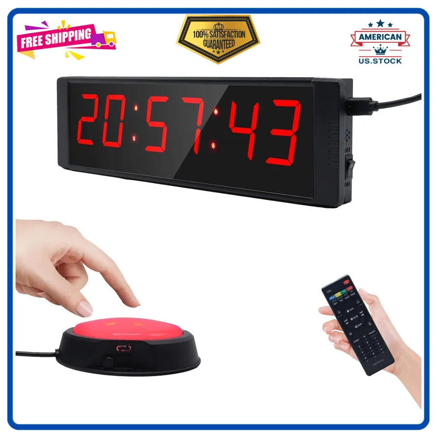 LED Digital Gym Timer with Remote Control Large Interval Countdown Clock Buzzer
