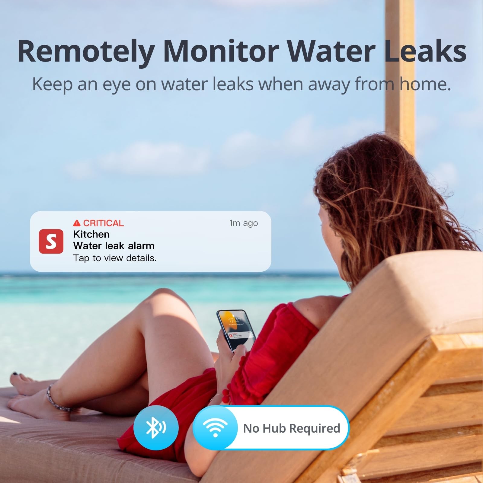WiFi Water Sensor, Smart Water Leak Detector, 100dB Adjustable Alerts & App A...