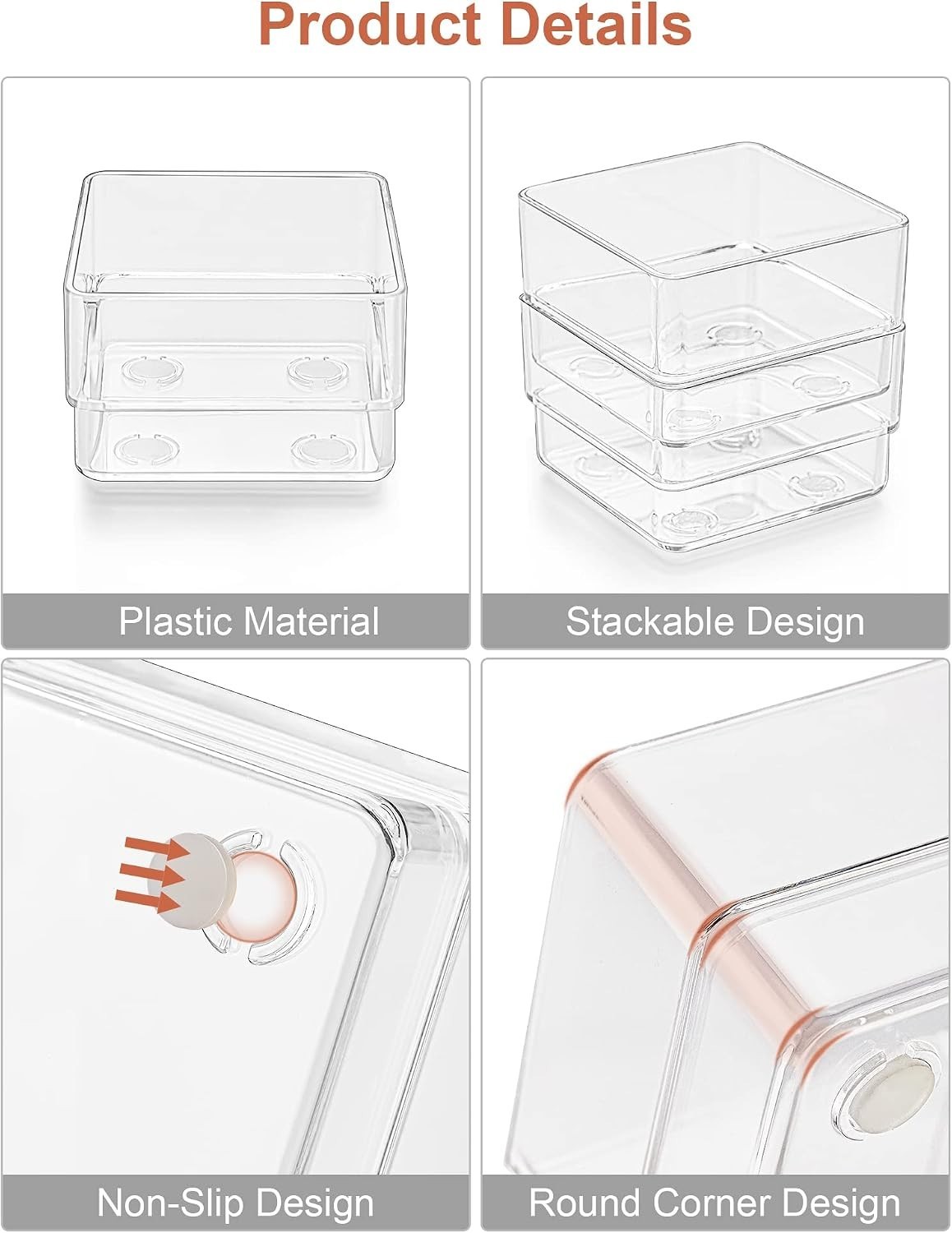 Clear 13-Piece Stackable Drawer Organizer with 5 Sizes for Ultimate Storage
