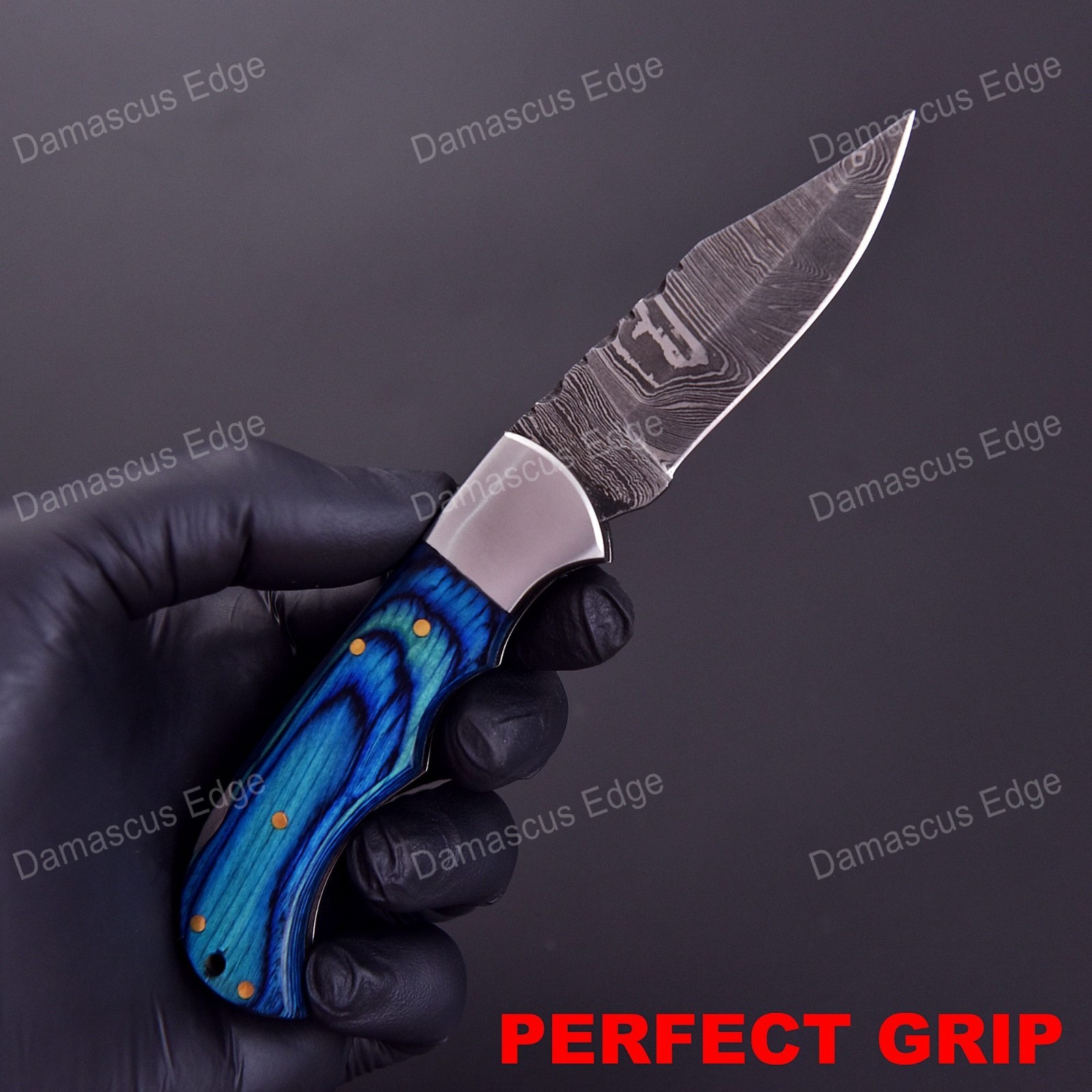 7" Handmade Damascus Steel Hunting/Camping Folding Knife with Sheath & sharpener