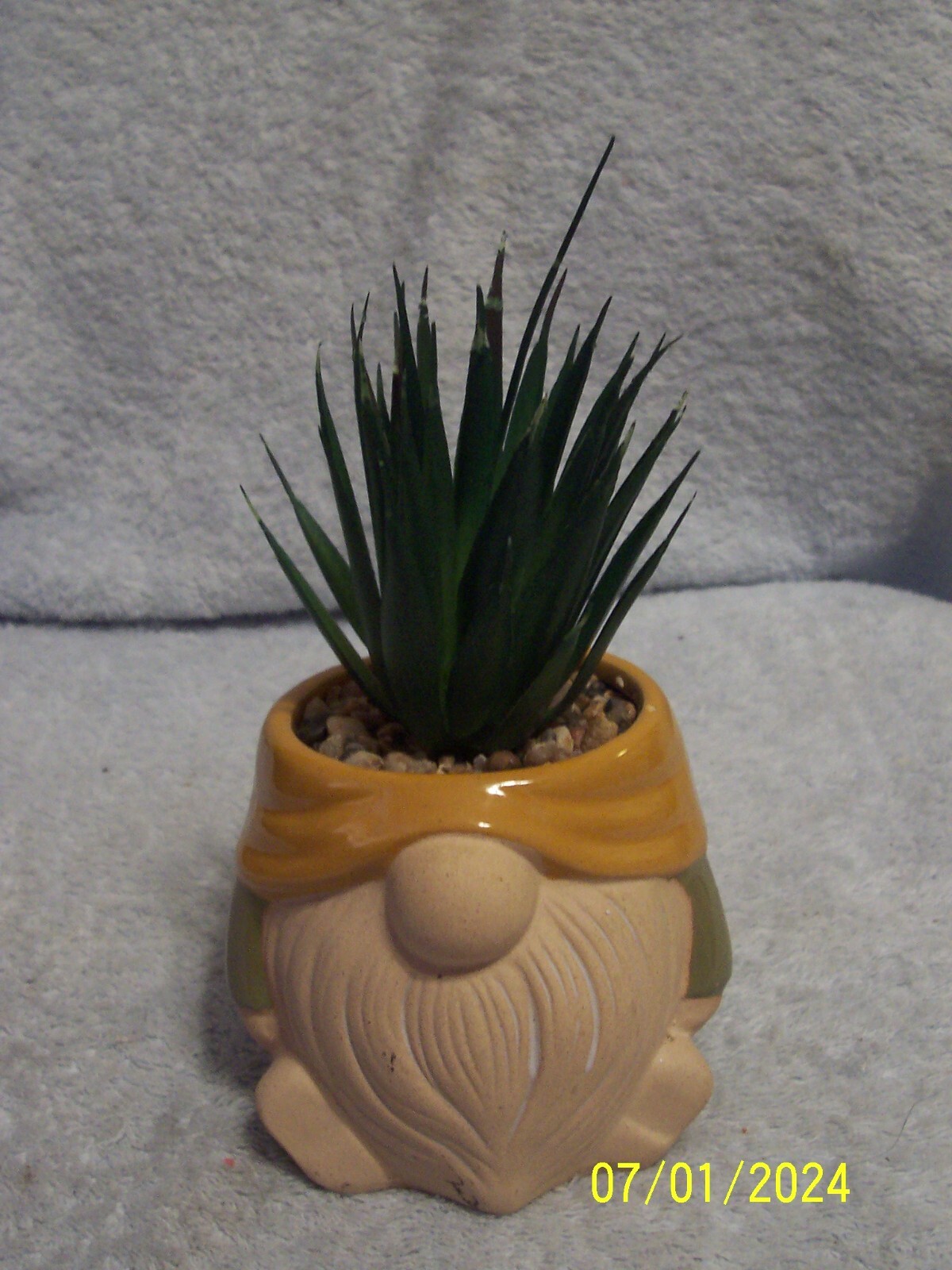 Gnome Faux Succulent Planter New No Box 12.5" Around 8" Tall