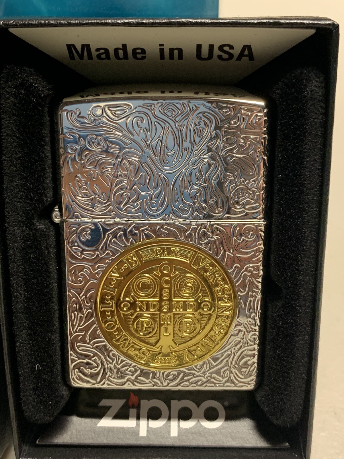 Zippo Windproof silver St. Benedict Lighter, Constantine, New In Box