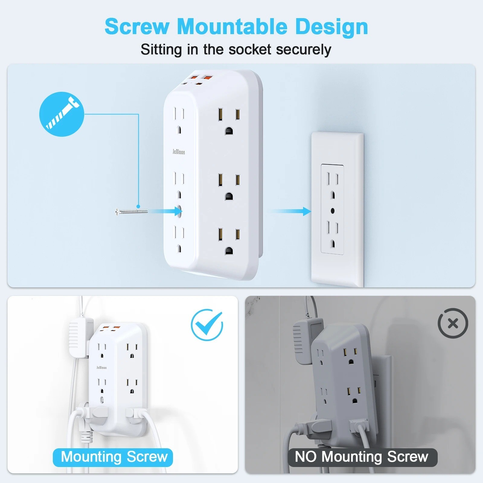 9 Outlet Extender Surge Protector Multi Plug Wall Adapter 4 USB Charger Ports