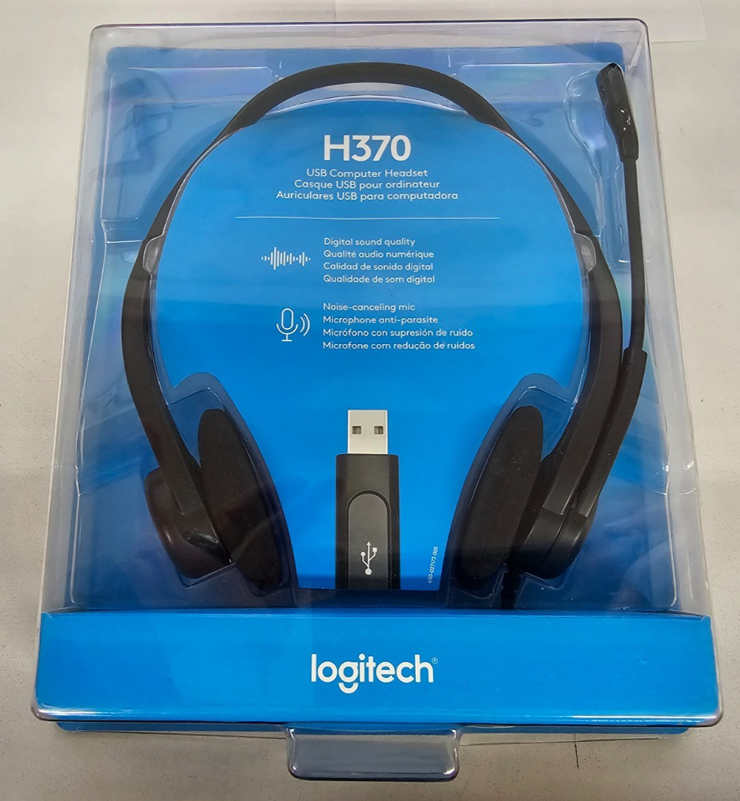 Logitech H370 USB Computer Headset Digital Sound Noise Canceling Mic, Black