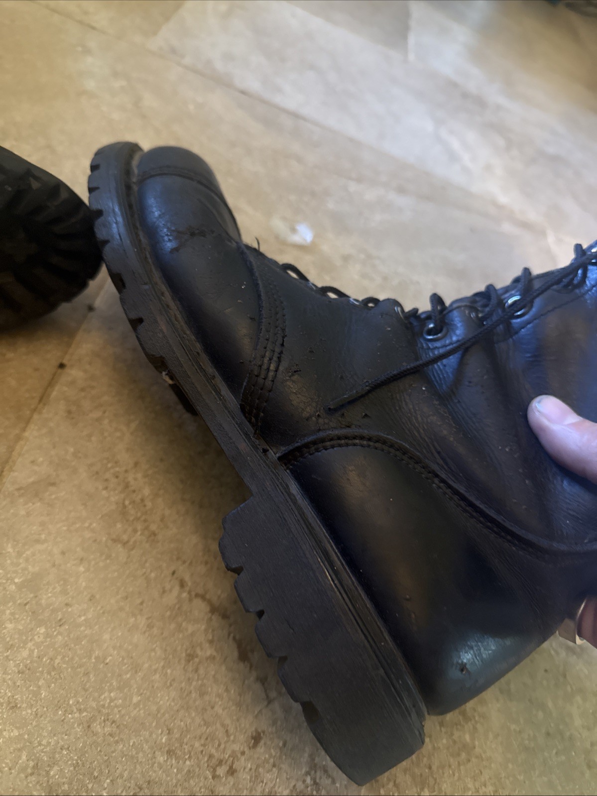 HH Brand Military Combat Black Leather Jump Boots Made in USA Size 11 1/2 Mens
