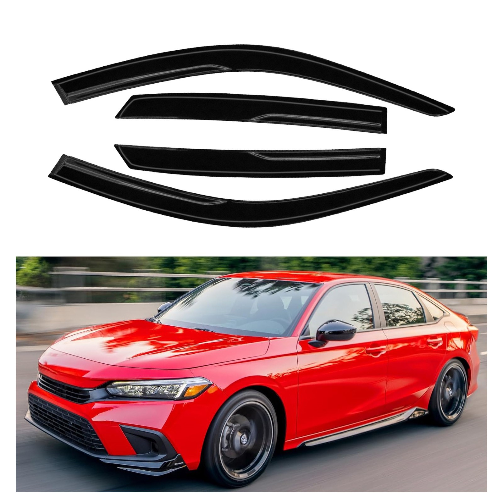 For Honda Civic Sedan 2022-2025 Window Visors Wind Deflectors Sun Rain Guards§