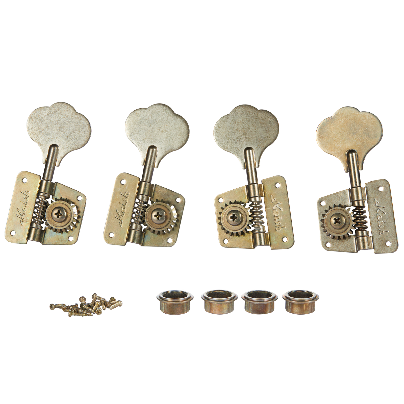 Vintage Relic Nickel 70's Cloverleaf Bass Tuners Tuning Keys for Fender JB/PB
