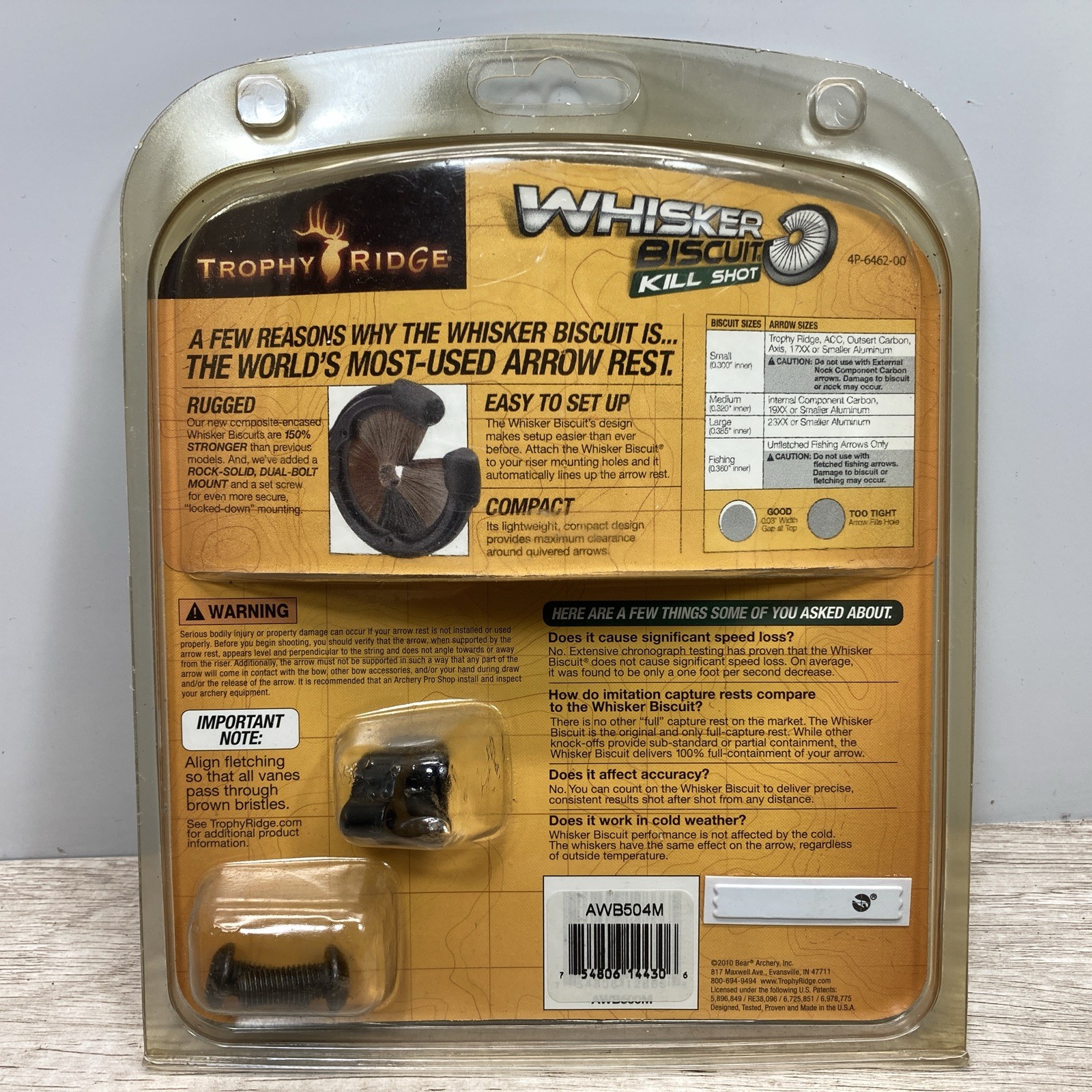 Trophy Ridge Archery Kill Shot Medium Whisker Biscuit Bow Arrow Rest RH/LH