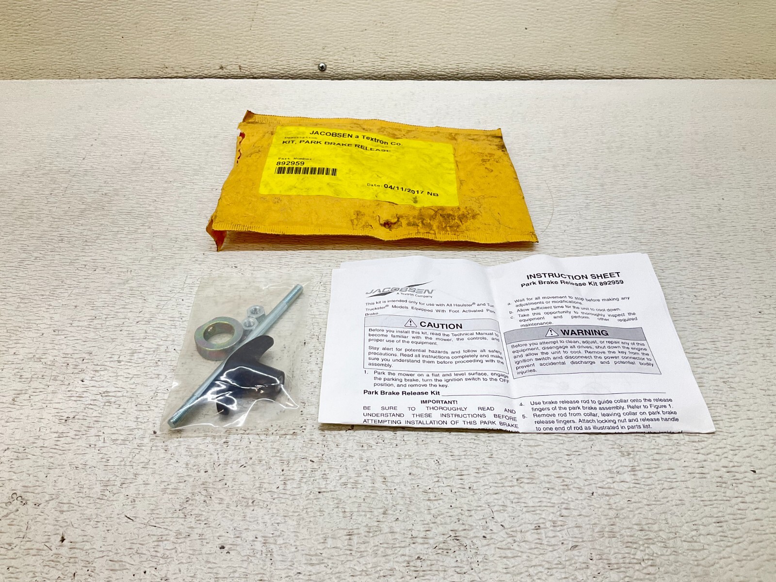 Jacobsen 892959 Park Brake Release Kit New (TSC)