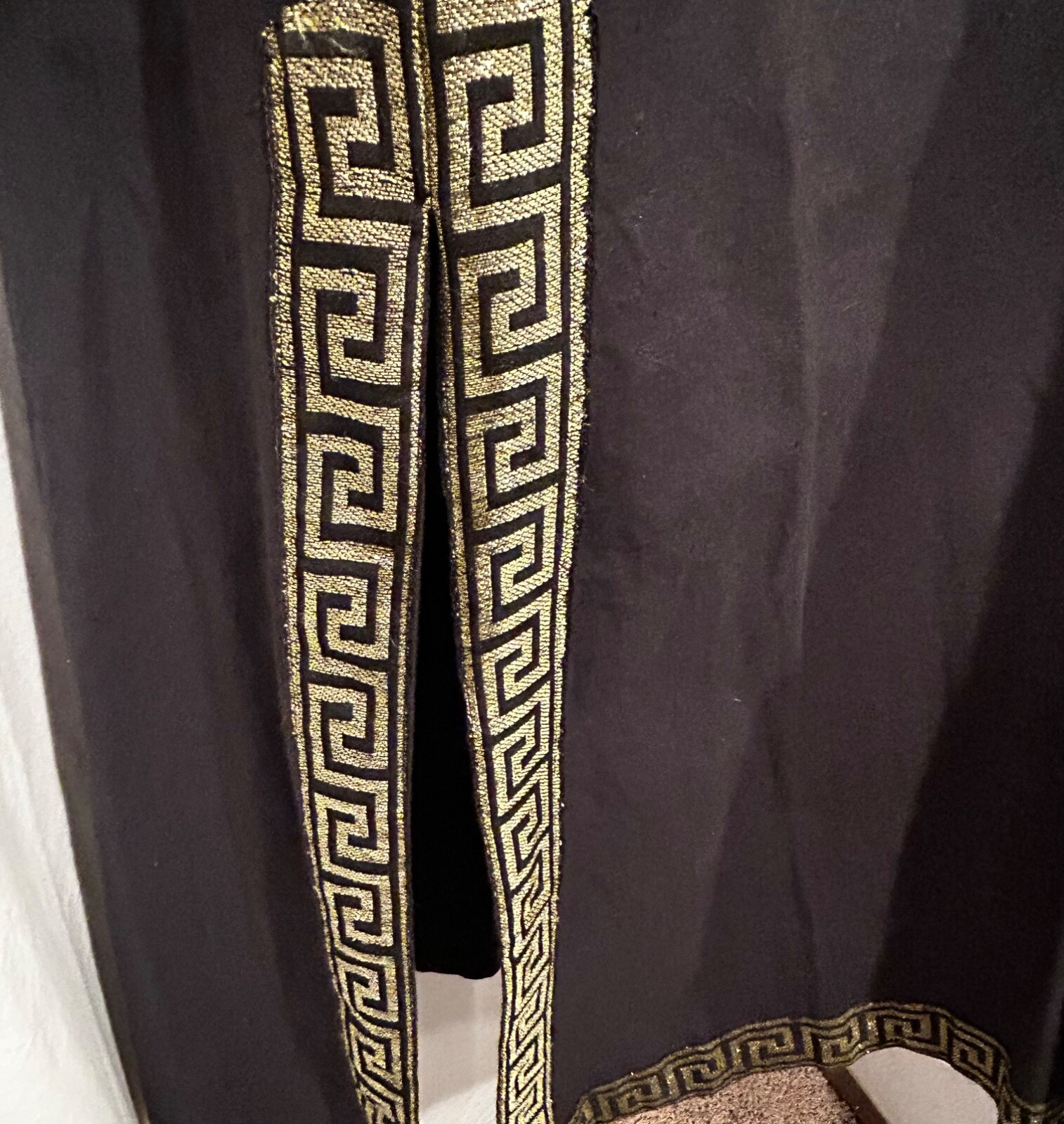 WOMENS ONE SIZE BLACK GOLD 2 PIECE SHERMARKE KAFTAN PULLOVER DRESS