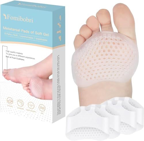3 Pairs Metatarsal Pads Ball of Foot Cushions Reusable Gel Foot Pads for Heels