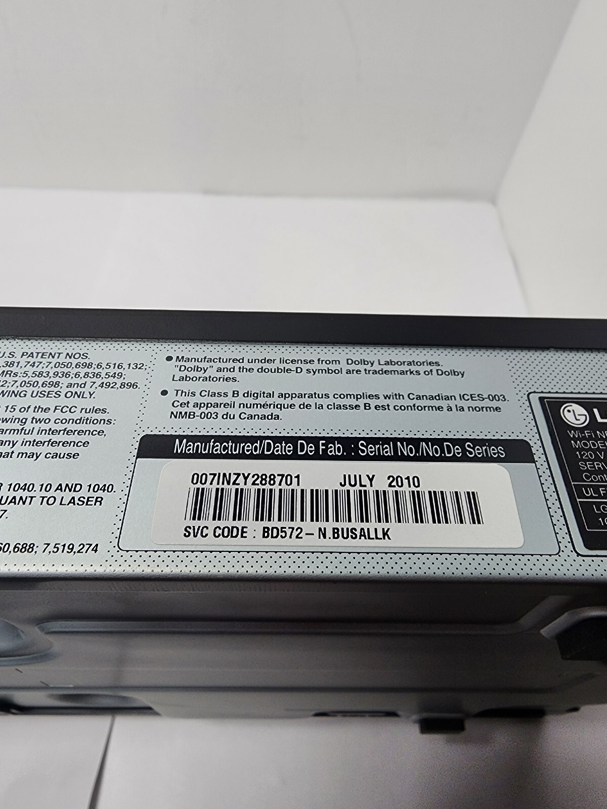 LG BD570 Player no remote tested working