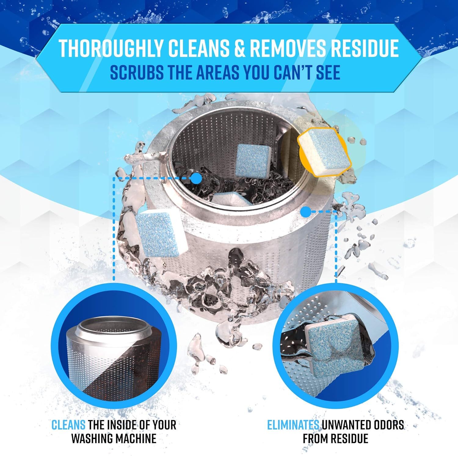 12/24/36 Pcs Washing Machine Cleaner Descaler Deep Solid Cleaning For HE Tablets
