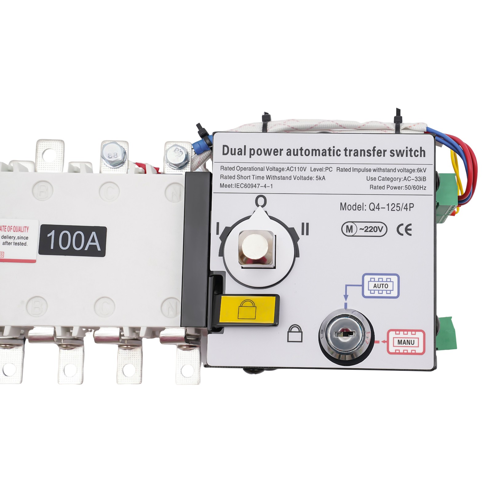 100A/4P Dual Power Automatic Transfer Switch Isolation Type Generator Converter
