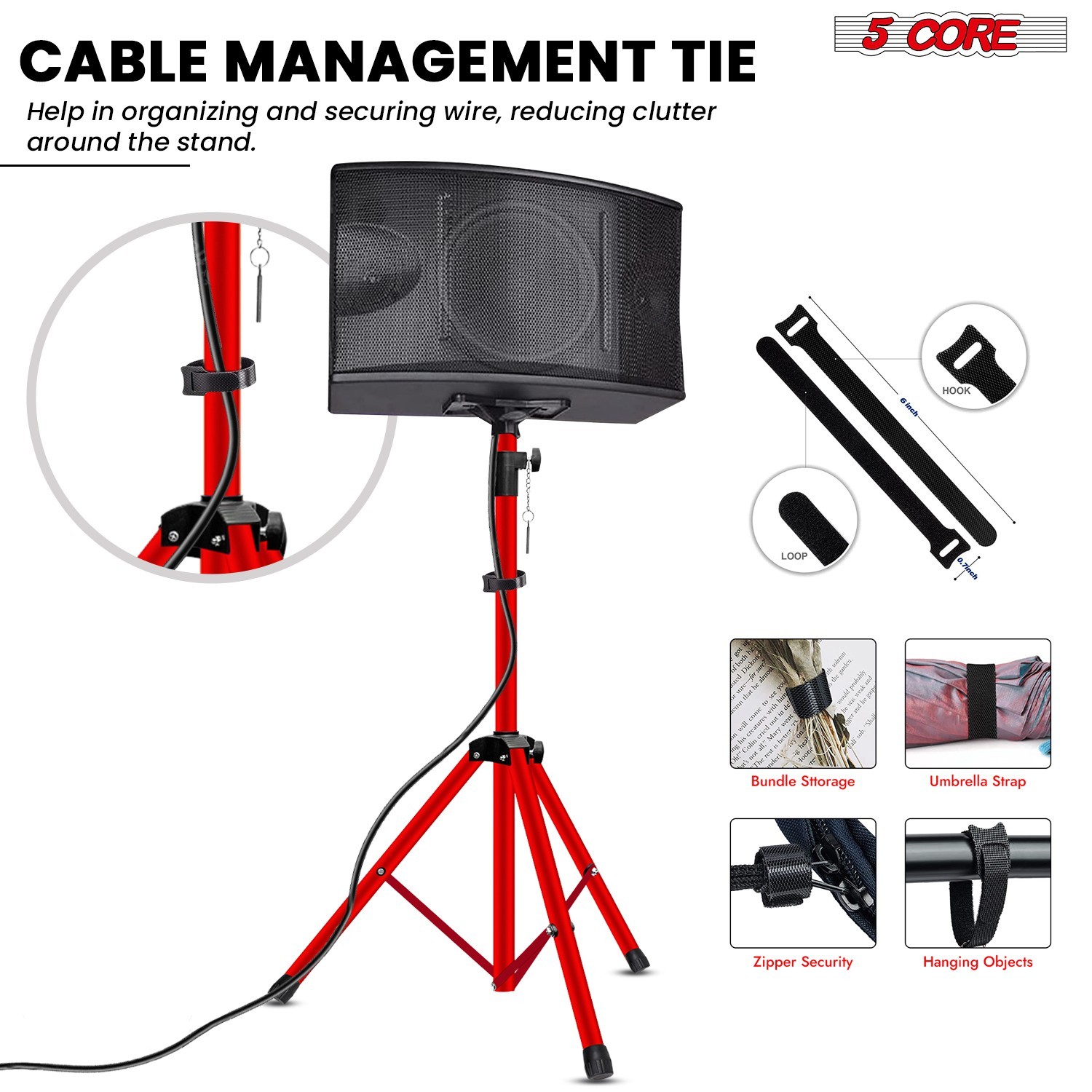 5Core Speaker Stand Pair Adjustable Tripod 54 Inch 132 lbs Capacity 35mm Mount