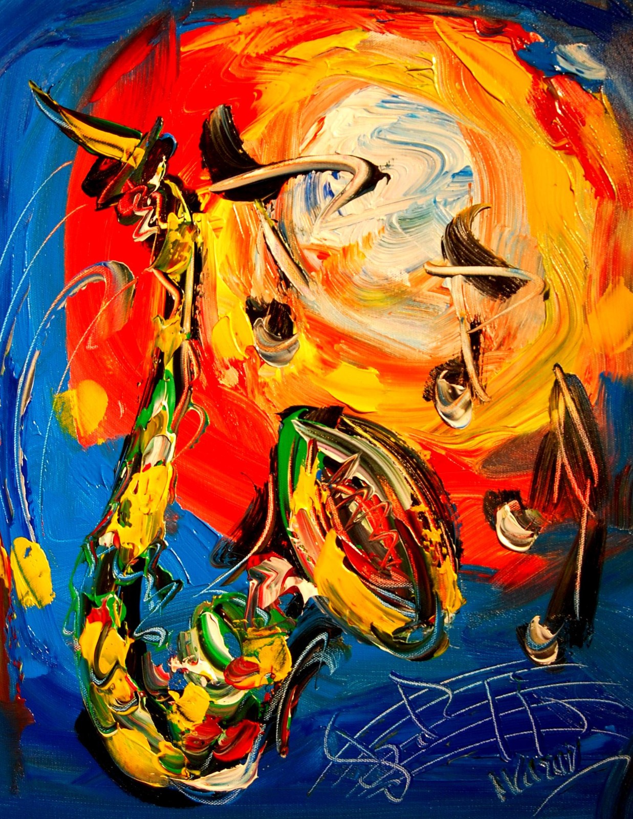 Jazz Original Oil Painting Stetched Canvas Impessionist Wall Art