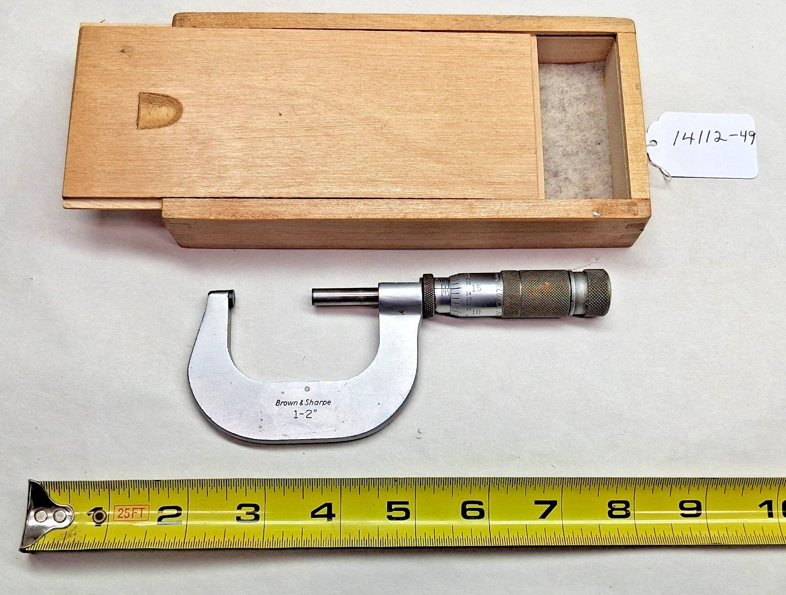 Brown & Sharpe, 1 - 2"  Micrometer, .0001", Carbide Faces, Storage Box, USA