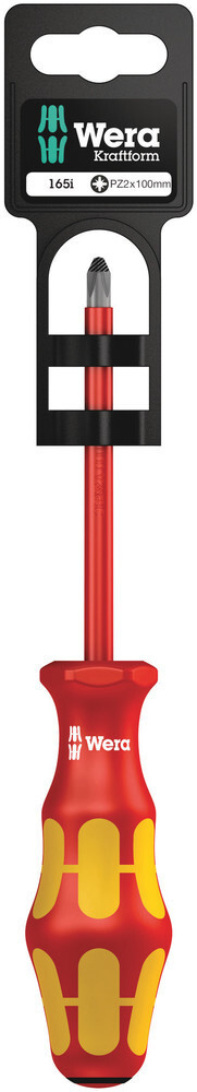 Wera 100016, 165 i PZ SB VDE Insulated screwdriver for Pozidriv screw,PZ 2x100mm