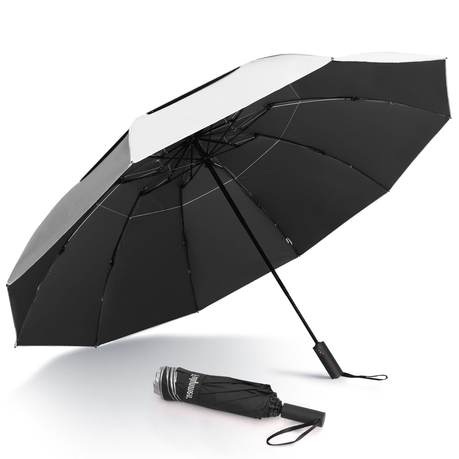 Fulynmen 46 Inch UPF 50+ UV Umbrella Sun Protection Black