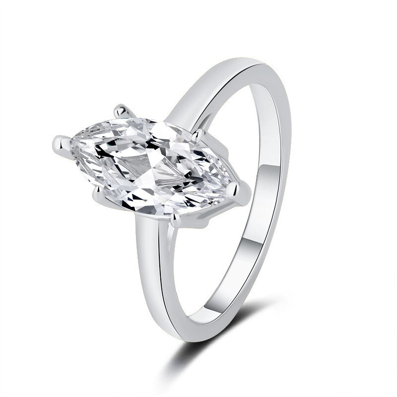 1-2ct Moissanite Marquise Cut Solitaire Engagement Ring 925 Stering Silver Women