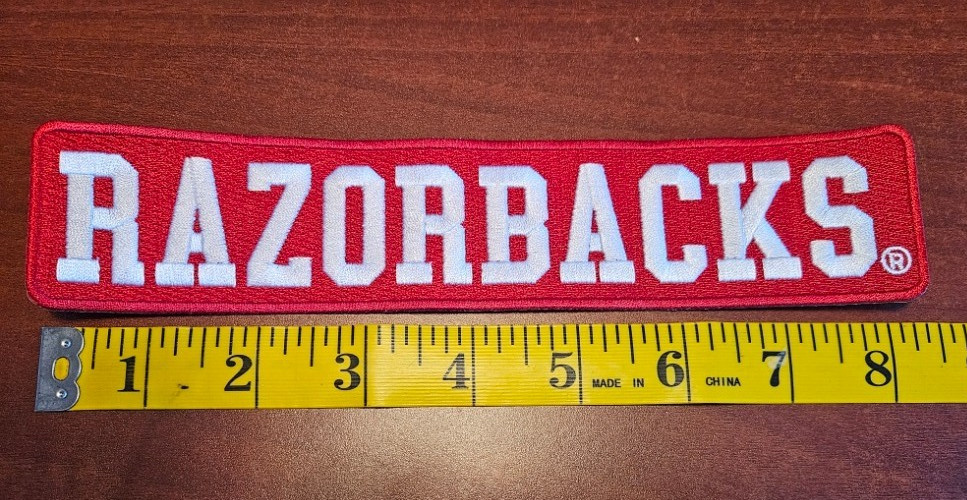 Arkansas Razorbacks 8 1/4 " Iron On Embroidered Patch FREE Shipping!! RC3
