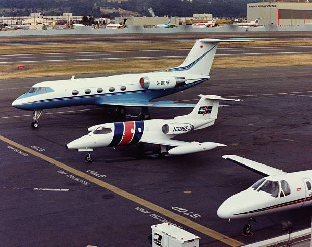 Learjet Business Plane In Lineup With Aircraft Old Aviation Photo