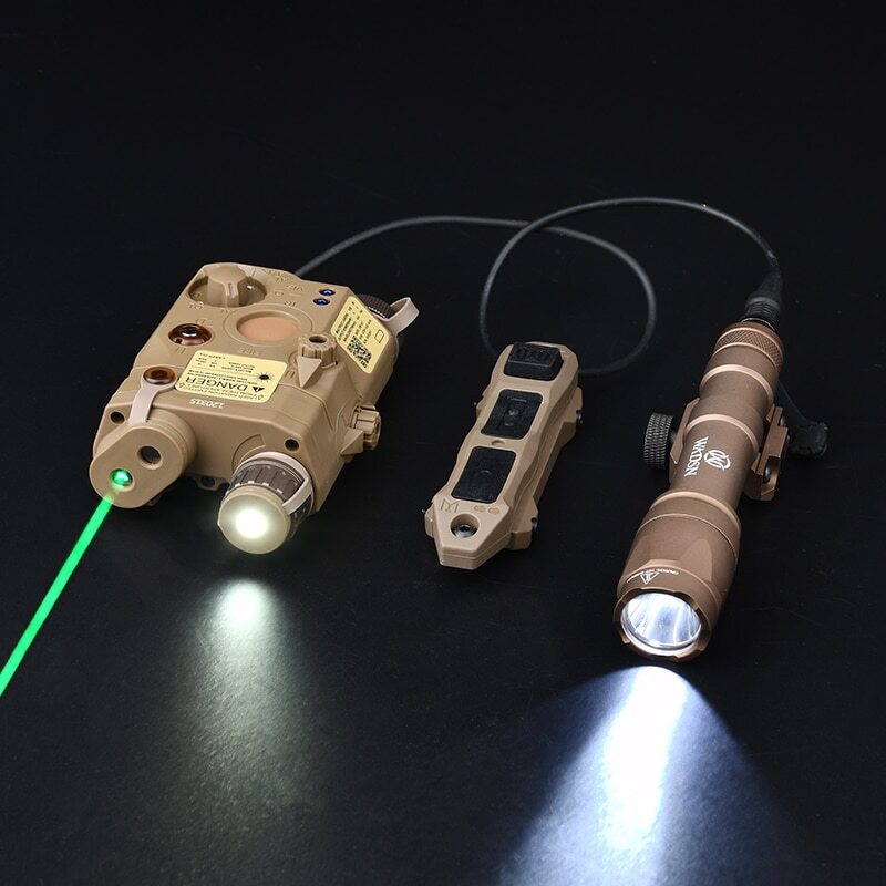 Tactical PEQ-15 Red Green Blue Laser Led Strobe M600 Scout Lamp with Dual Switch
